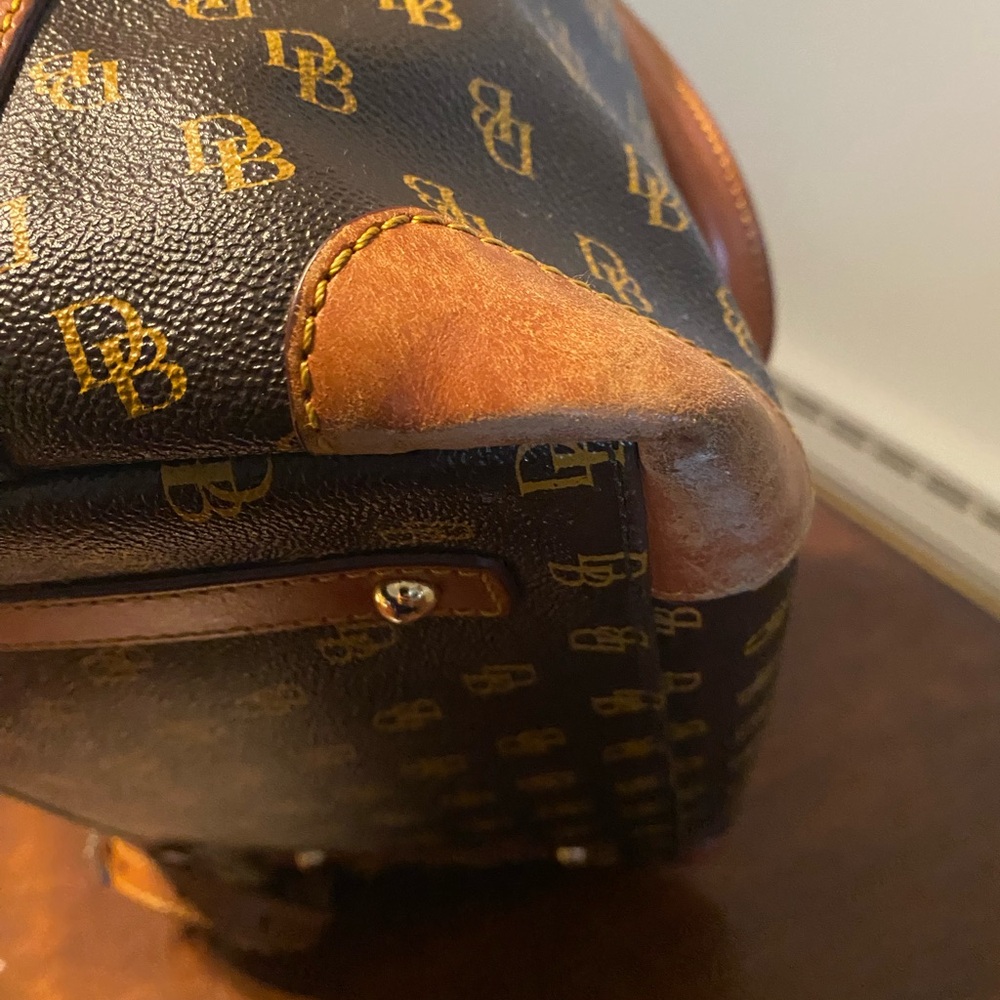 Dooney & Bourke Brown and Tan Logo Messenger Satchel - Picture 5 of 16
